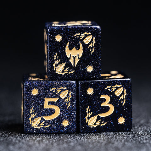 URWizards Blue Sandstone Engraved Dice Set Paladin - Urwizards