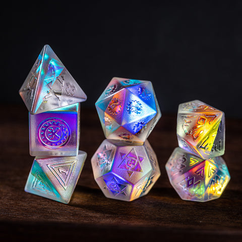 URWizards Dnd Dichroic Prism Glass Raised Dice Set Artificer Gear - Urwizards