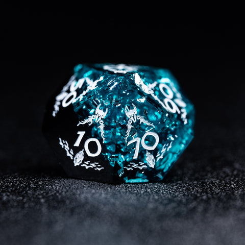 URWizards Dnd Resin Ice Glitter Engraved Dice Set Paladin - Urwizards