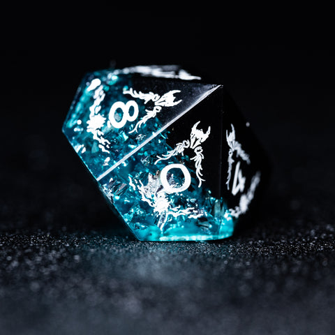 URWizards Dnd Resin Ice Glitter Engraved Dice Set Paladin - Urwizards