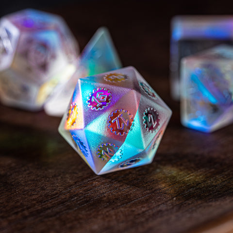 URWizards Dnd Dichroic Prism Glass Raised Dice Set Artificer Gear - Urwizards