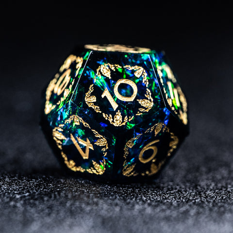 URWizards Dnd Resin Dark Glitter Engraved Dice Set Paladin - Urwizards
