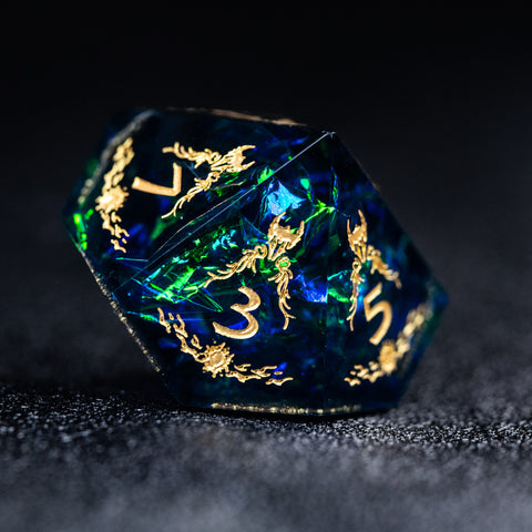 URWizards Dnd Resin Dark Glitter Engraved Dice Set Paladin - Urwizards