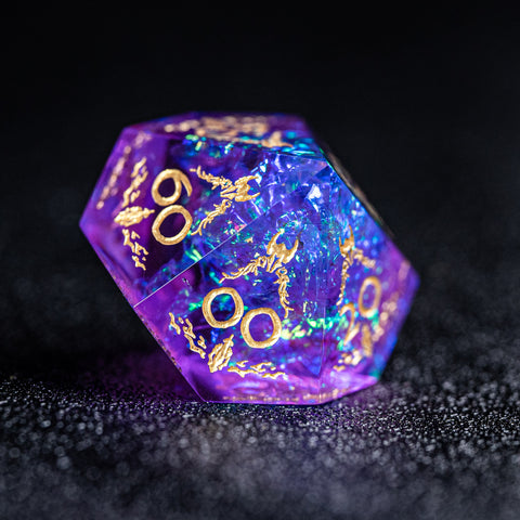URWizards Dnd Resin Purple Glitter Engraved Dice Set Paladin - Urwizards