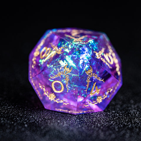 URWizards Dnd Resin Purple Glitter Engraved Dice Set Paladin - Urwizards