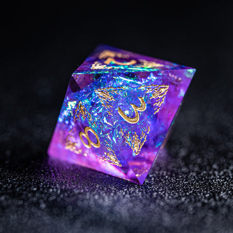 URWizards Dnd Resin Purple Glitter Engraved Dice Set Paladin - Urwizards