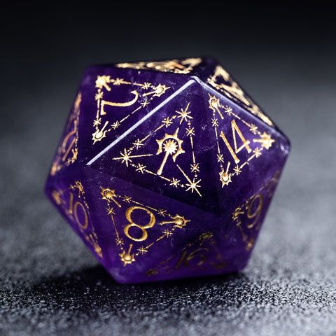URWizards D&D Amethyst Engraved Dice Set Cleric Style - Urwizards