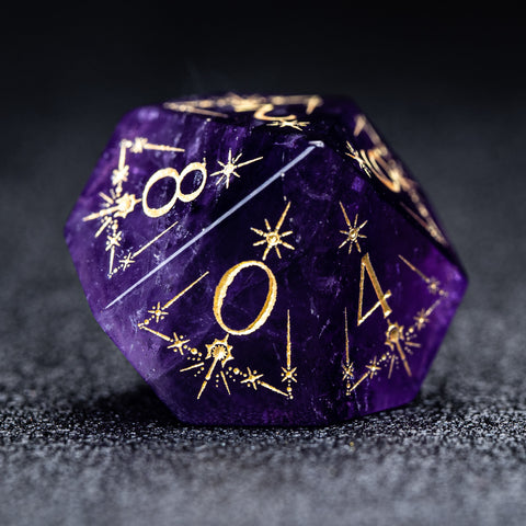 URWizards D&D Amethyst Engraved Dice Set Cleric Style - Urwizards