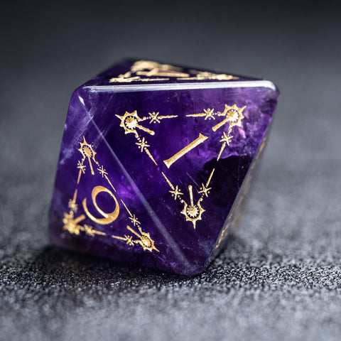 URWizards D&D Amethyst Engraved Dice Set Cleric Style - Urwizards
