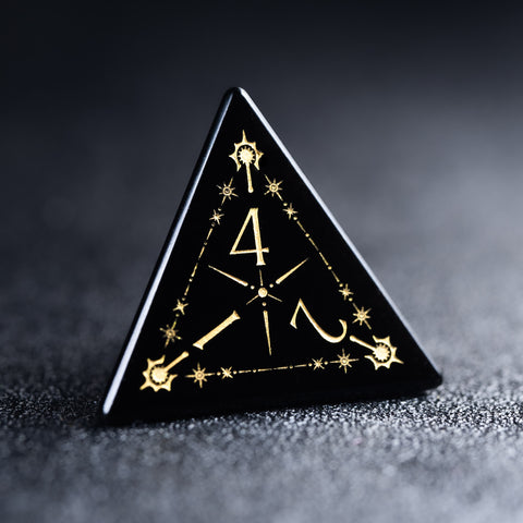 URWizards D&D Obsidian Engraved Dice Set Cleric Style - Urwizards