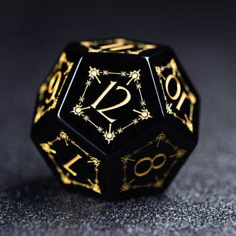 URWizards D&D Obsidian Engraved Dice Set Cleric Style - Urwizards