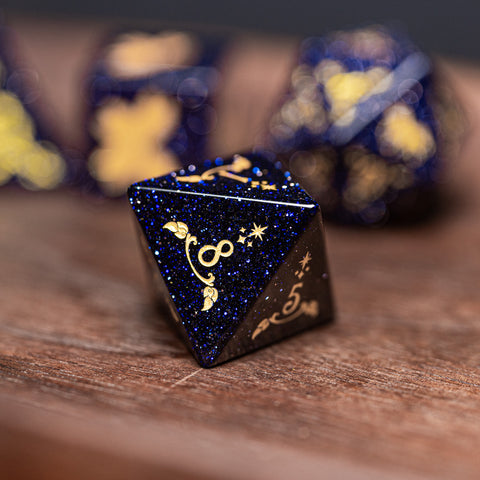 URWizards Dnd Blue Sandstone Engraved Dice Set Unicorn Style - Urwizards