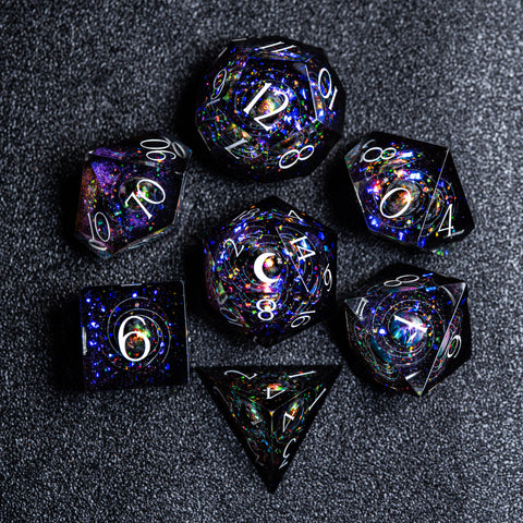URWizards D&D Resin Engraved Dice Set The Galaxy Moon - Urwizards