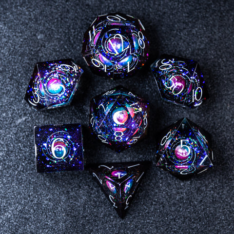 URWizards D&D Resin Engraved Dice Set The Galaxy Moon - Urwizards