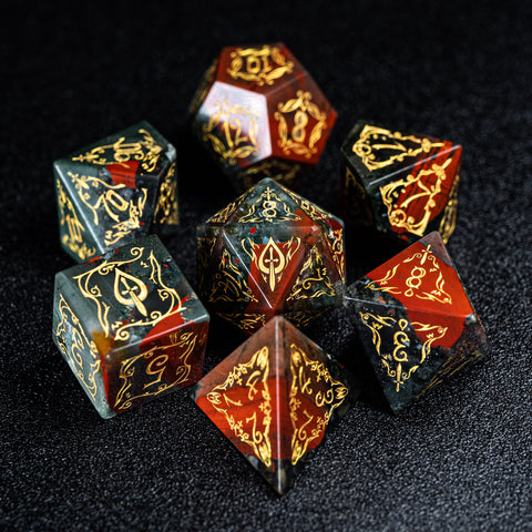 URWizards D&D Blood stone Engraved Dice Set Blood Hunter Style - Urwizards