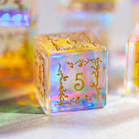 URWizards Dnd Engraved Dichroic Prism Glass D6 Dice Plant Vine - Urwizards