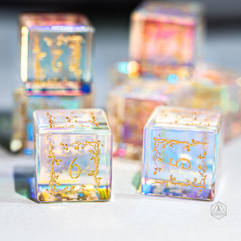 URWizards Dnd Engraved Dichroic Prism Glass D6 Dice Plant Vine - Urwizards