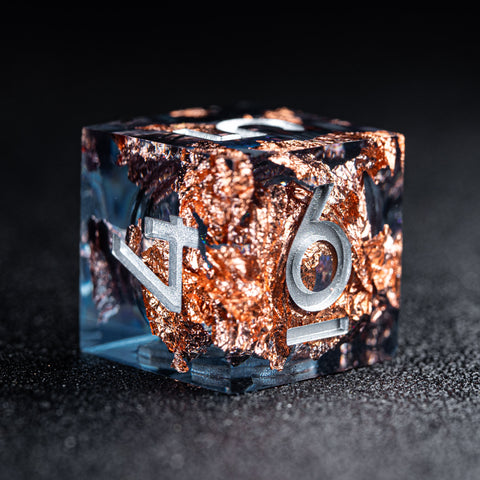 URWizards D&D Starry Liquid Heart Resin Engraved Dice Set Copper Flakes - Urwizards