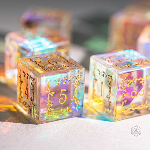 URWizards Dnd Engraved Dichroic Prism Glass D6 Dice Plant Vine - Urwizards
