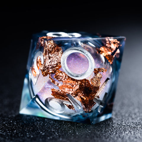 URWizards D&D Starry Liquid Heart Resin Engraved Dice Set Copper Flakes - Urwizards