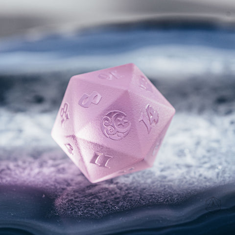 URWizards Dnd Pink Tourmaline Raised Dice Set Moon Star Style - Urwizards