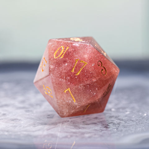 URWizards Dnd Strawberry Quartz Engraved Dice Set - Urwizards