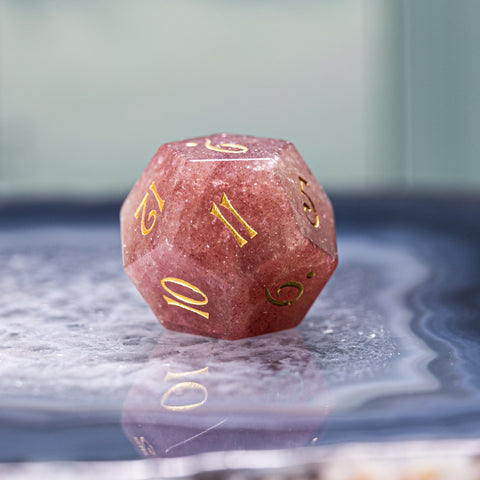 URWizards Dnd Strawberry Quartz Engraved Dice Set - Urwizards