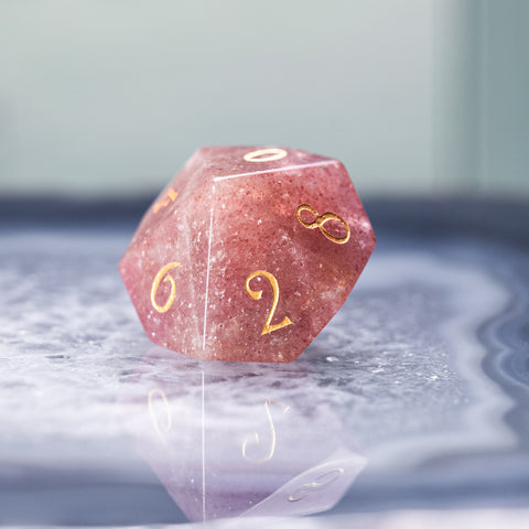 URWizards Dnd Strawberry Quartz Engraved Dice Set - Urwizards