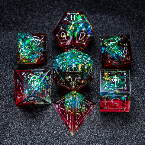 URWizards D&D Resin Toxic Engraved Dice Set Cleric Style - Urwizards