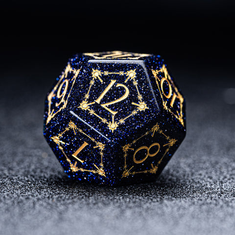 URWizards D&D Blue Sandstone Engraved Dice Set Cleric Style - Urwizards