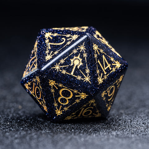 URWizards D&D Blue Sandstone Engraved Dice Set Cleric Style - Urwizards