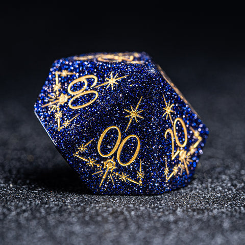 URWizards D&D Blue Sandstone Engraved Dice Set Cleric Style - Urwizards