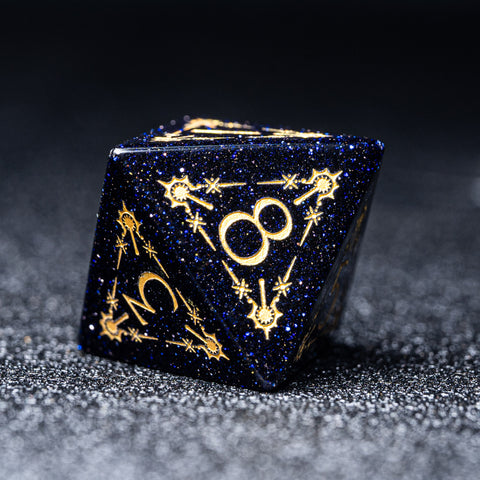 URWizards D&D Blue Sandstone Engraved Dice Set Cleric Style - Urwizards