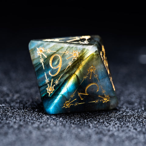 URWizards D&D Labradorite Engraved Dice Set Cleric Style - Urwizards