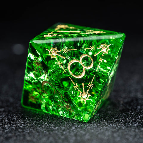 URWizards D&D Light Green Blast Glass Engraved Dice Set Cleric Style - Urwizards
