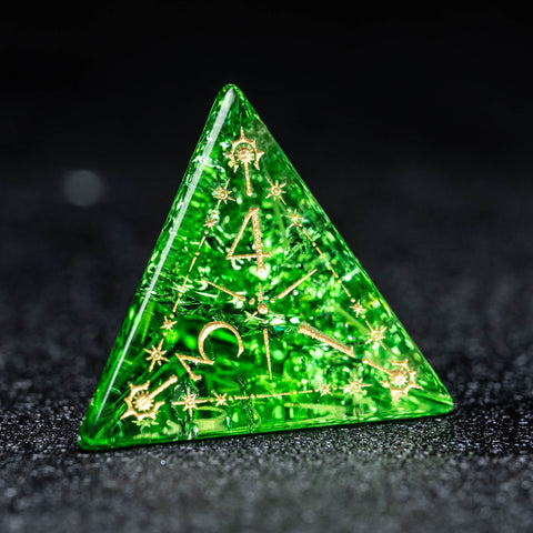 URWizards D&D Light Green Blast Glass Engraved Dice Set Cleric Style - Urwizards