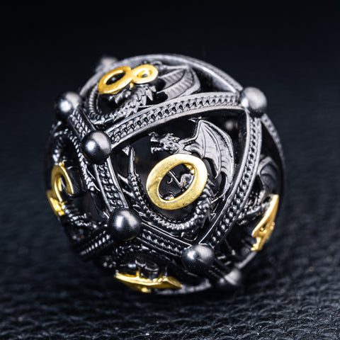 URWizards D&D Hollowed Metal Dice Ball Set Dragon Black - Urwizards