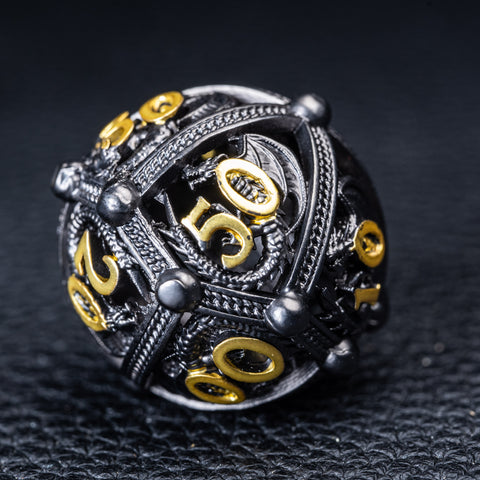 URWizards D&D Hollowed Metal Dice Ball Set Dragon Black - Urwizards