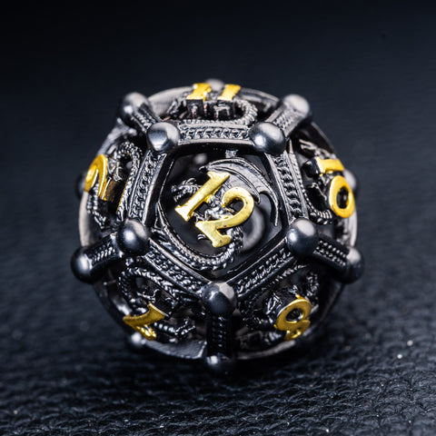 URWizards D&D Hollowed Metal Dice Ball Set Dragon Black - Urwizards
