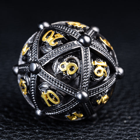 URWizards D&D Hollowed Metal Dice Ball Set Dragon Black - Urwizards