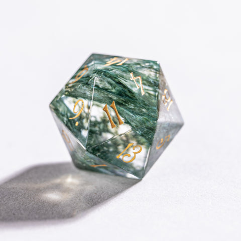 URWizards Dnd Moss Glass Engraved Dice Set Moon Style - Urwizards