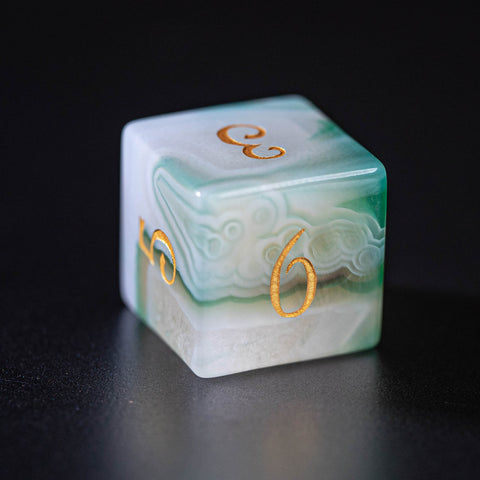 URWizards Dnd Green Agate Gemstone Engraved Dice Set - Urwizards