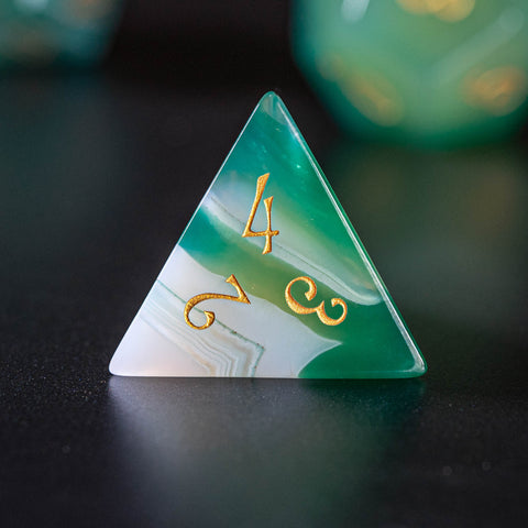 URWizards Dnd Green Agate Gemstone Engraved Dice Set - Urwizards
