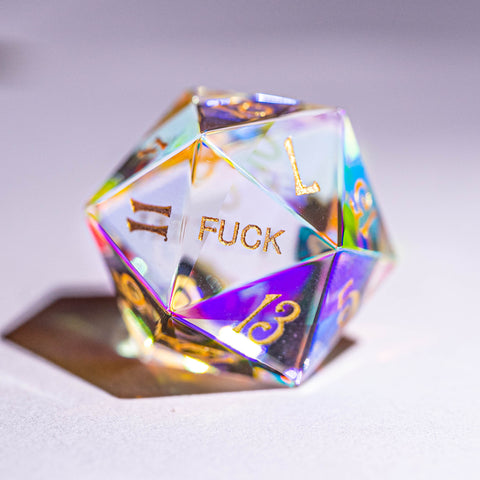 URWizards Dnd Dichroic Prism Glass Dice Set YEET & F*CK - Urwizards