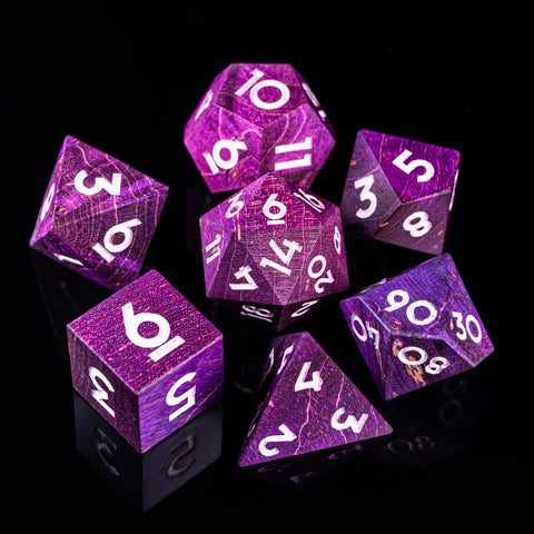 URWizards D&D Stabilized Wood Dice Set Purple - Urwizards