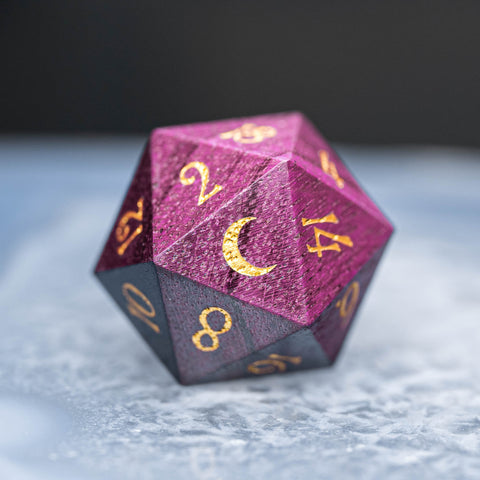 URWizards Dnd Purpleheart Wood Dice Set Moon Style - Urwizards