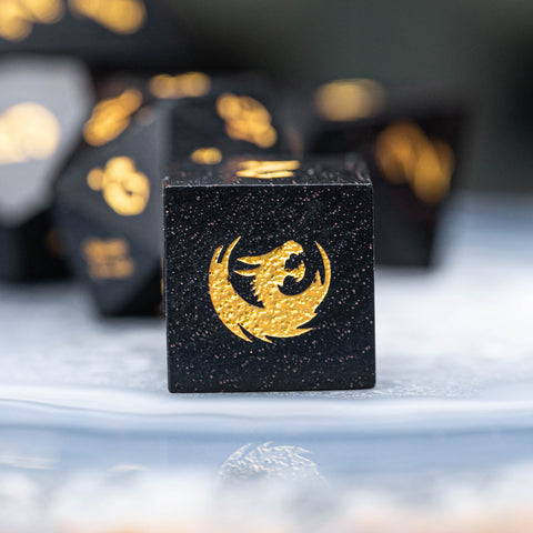 URWizards Dnd Ebony Wood Dice Set Dragon Style - Urwizards