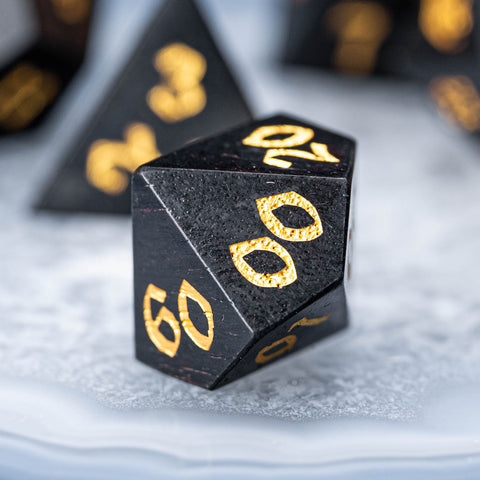 URWizards Dnd Ebony Wood Dice Set Dragon Style - Urwizards