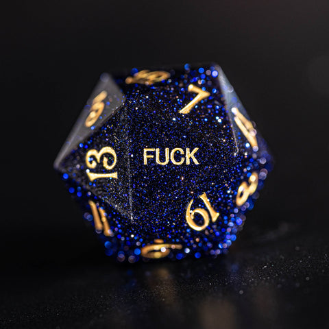 URWizards Dnd Blue Sandstone Engraved Dice Set YEET & F*CK - Urwizards