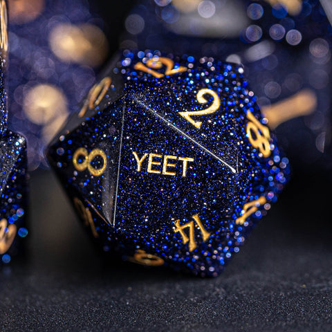 URWizards Dnd Blue Sandstone Engraved Dice Set YEET & F*CK - Urwizards